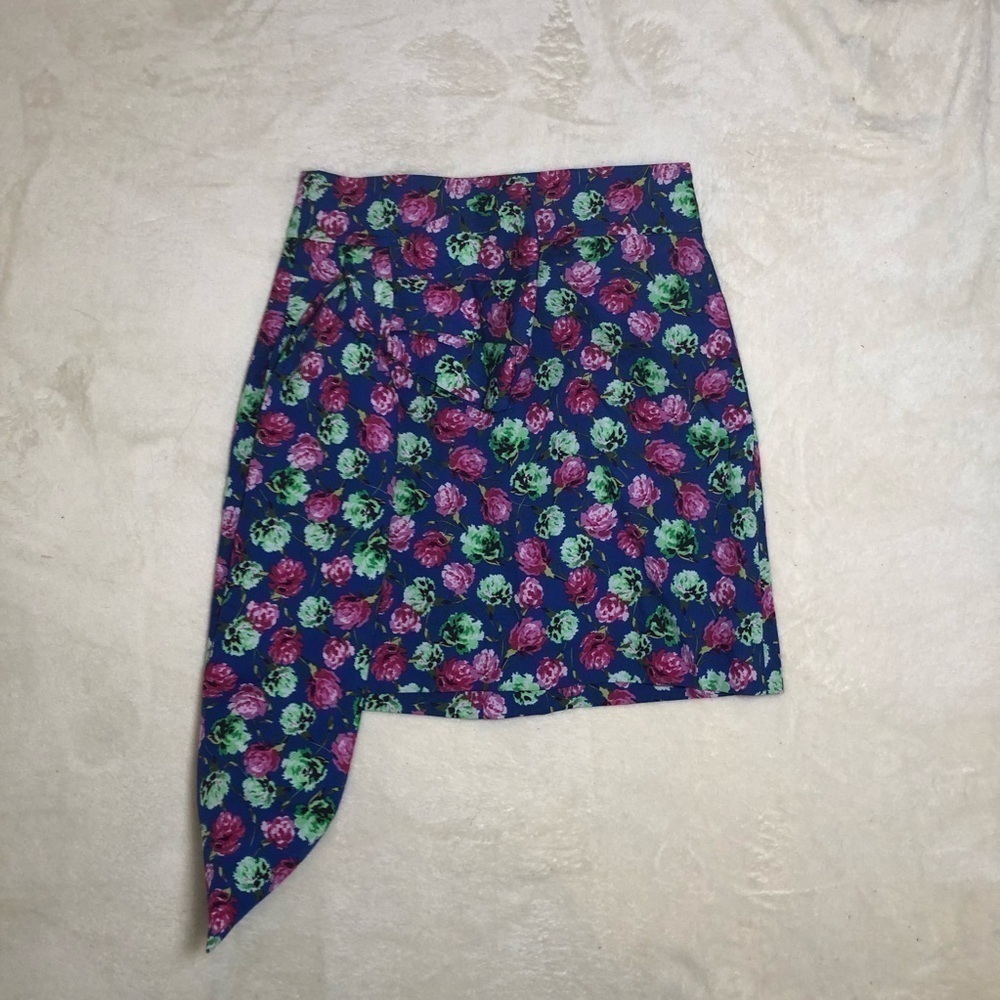Zara Large Bow Floral Mini Skirt Sz Sm - Picture 2 of 6